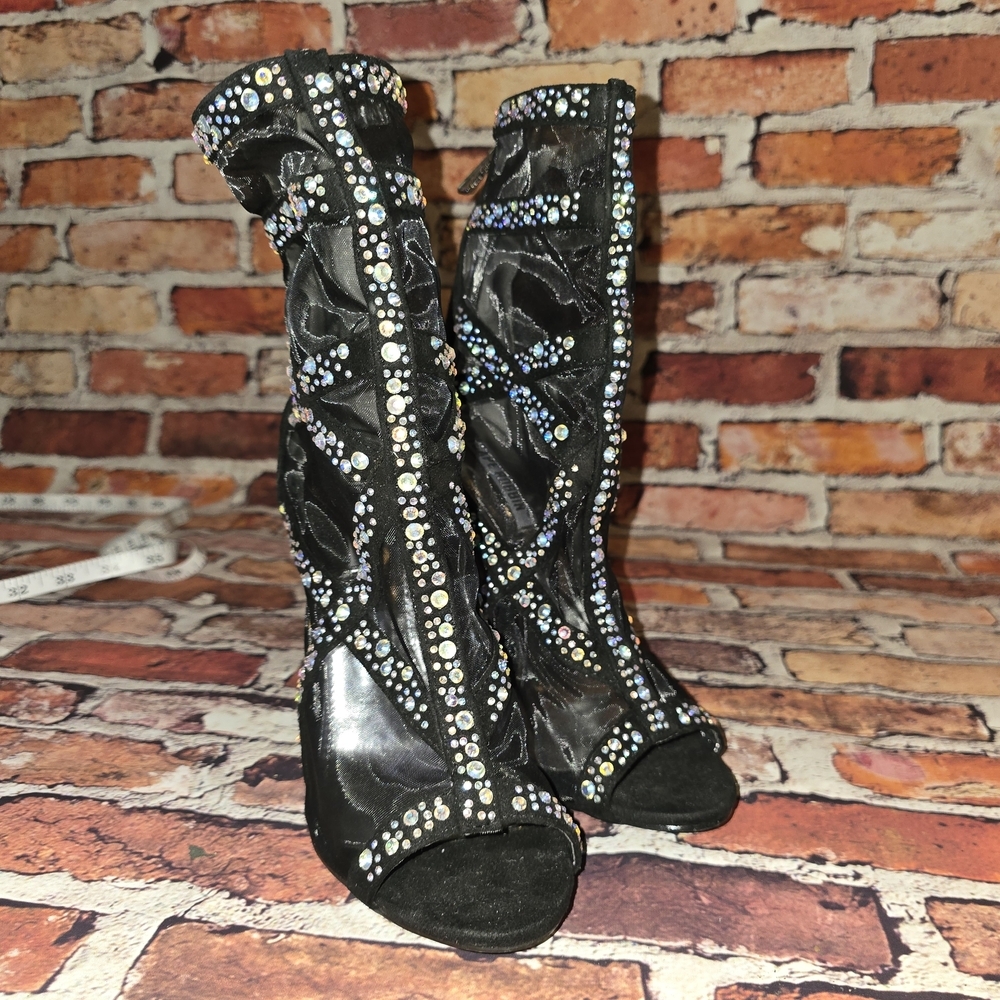 Cape Robbin Black Rhinestone Heels Size 6.5 - Picture 5 of 10